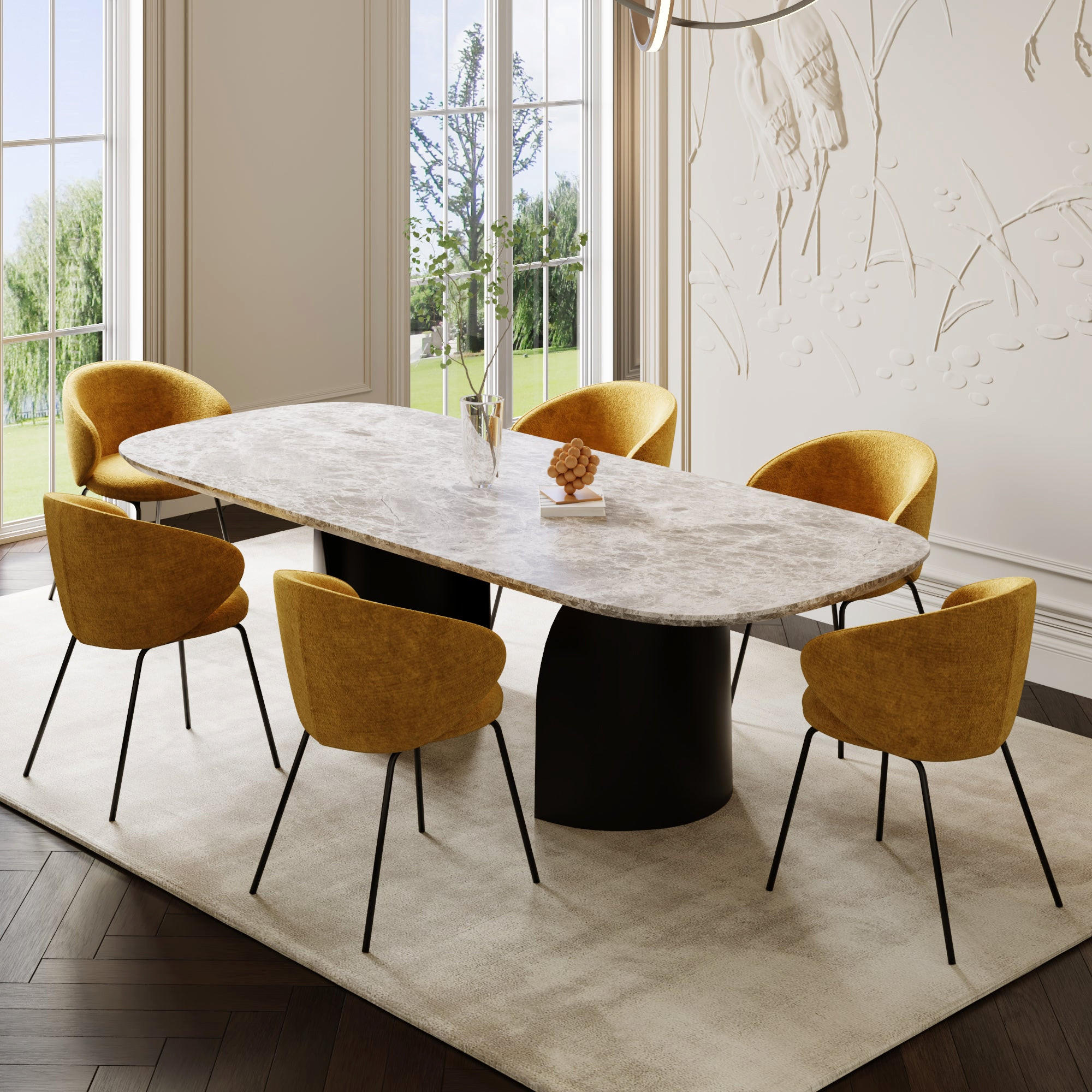 ESSZIMMERSTUHL Texturierter Samt Senf 53.5cm - Dunkelgelb, Textil (53.5/75/54cm) - Sia Home