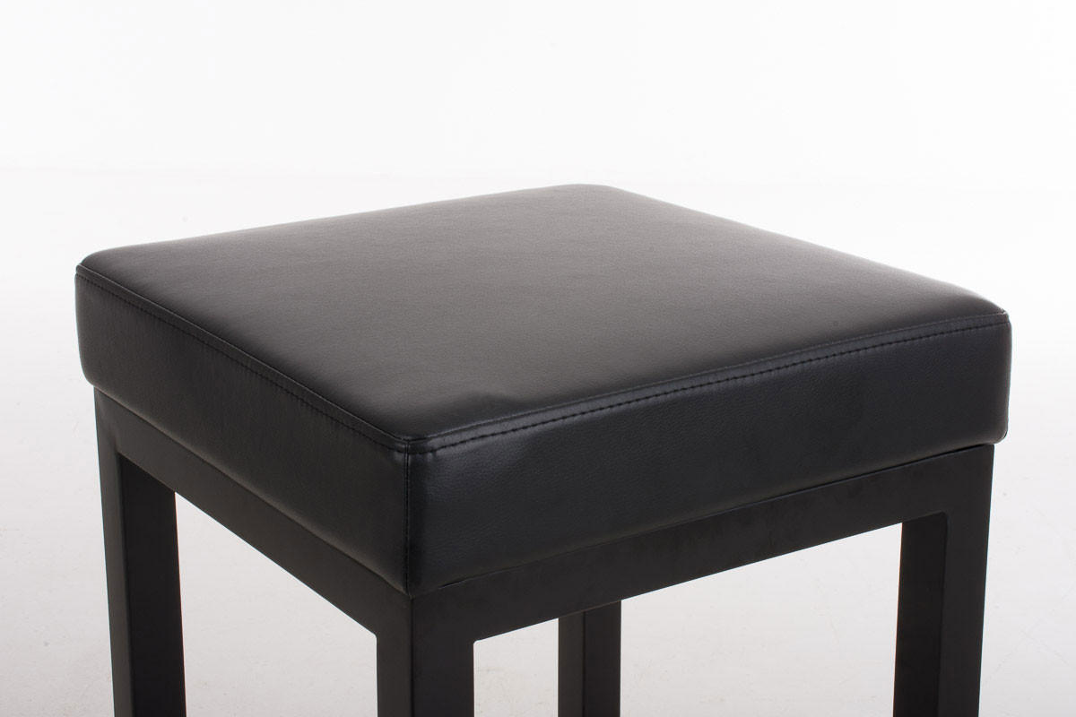 BARHOCKER KIEL Schwarz Kunstleder Stahl 80 cm Höhe - Schwarz, Leder/Metall (41/80/41cm) - DELUKE