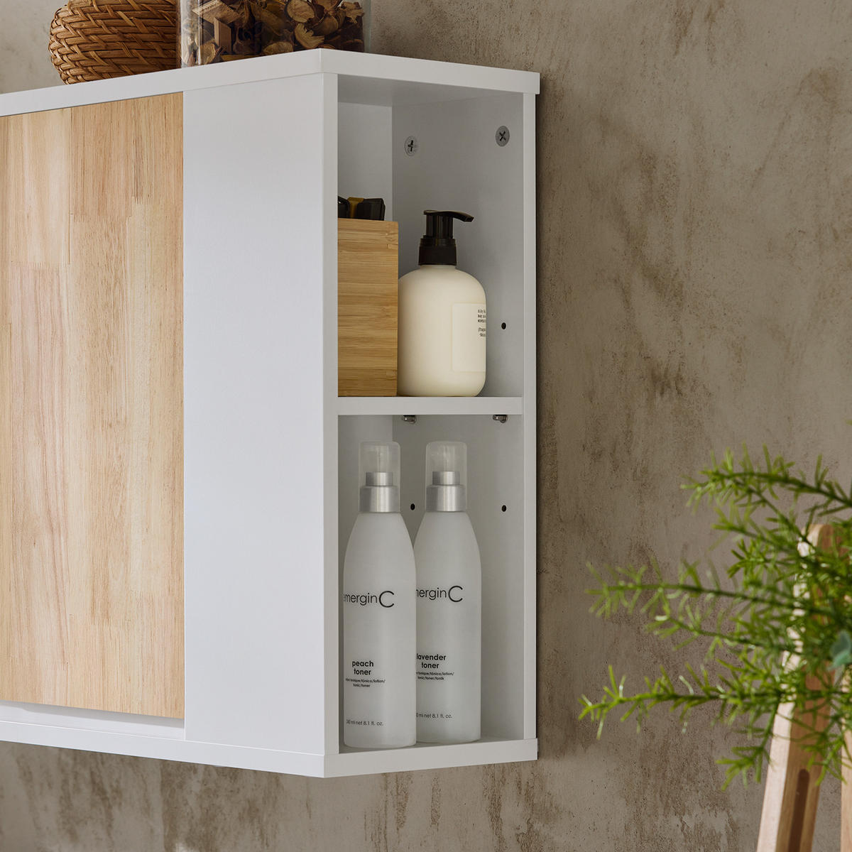 HÄNGESCHRANK Weiß-Natur - Weiß/Naturfarben, Holz/Holzwerkstoff (68/48/20cm) - SoBuy