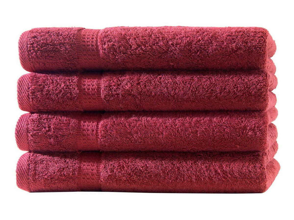 HANDTUCH 50x100 cm Frottier Handtücher im 4er Set aus 100% Baumwolle, Bordo 500g/m2 - Bordeaux, Textil (50/100cm) - Carpe Sonno