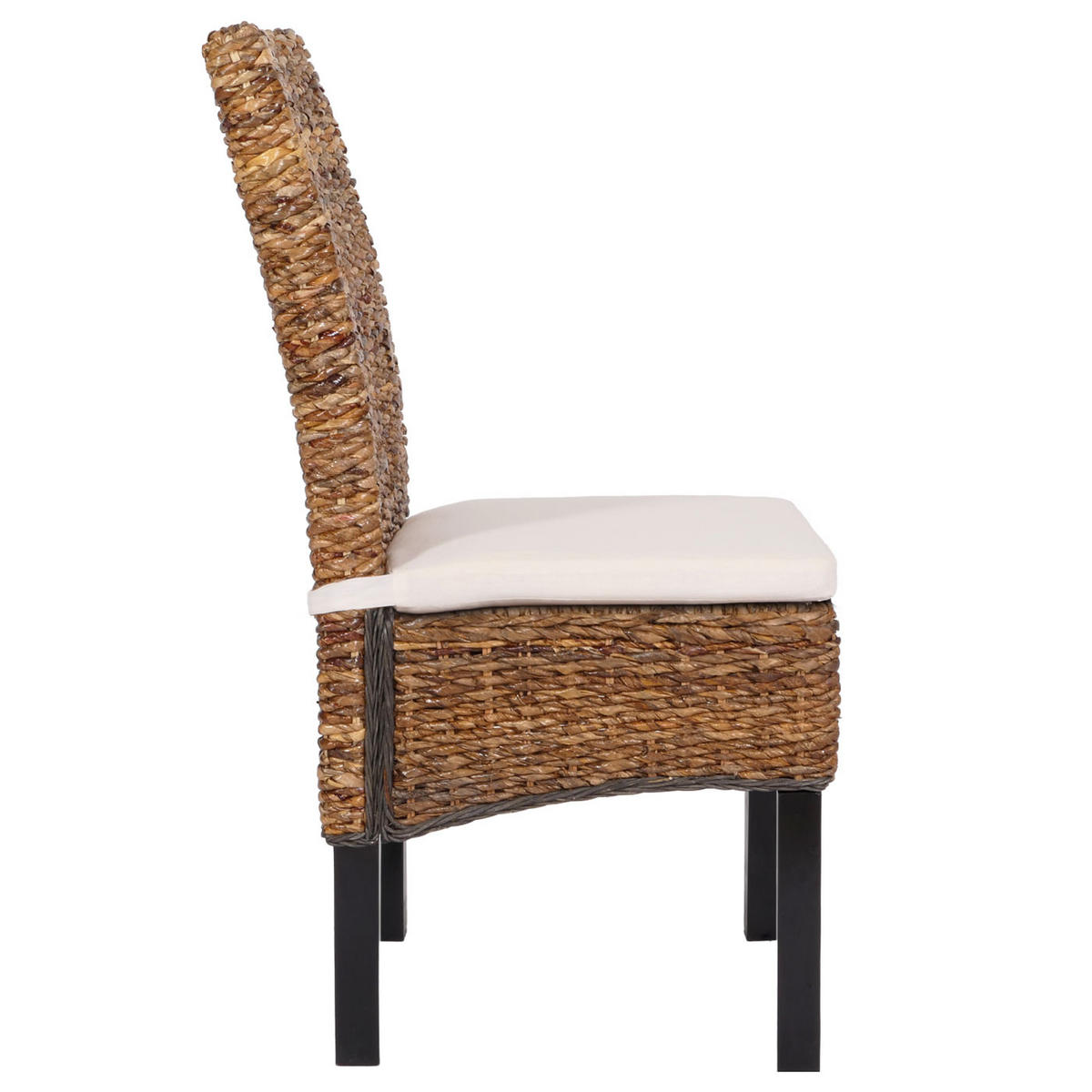 ESSZIMMERSTUHL 2er-Set Korbstuhl Stuhl Malibu Bananengeflecht 96x46x41cm Sitzhöhe 46cm dunkel mit Kissen - Dunkelbraun, Kunststoff (46/96/41cm) - CHEFGASTRO