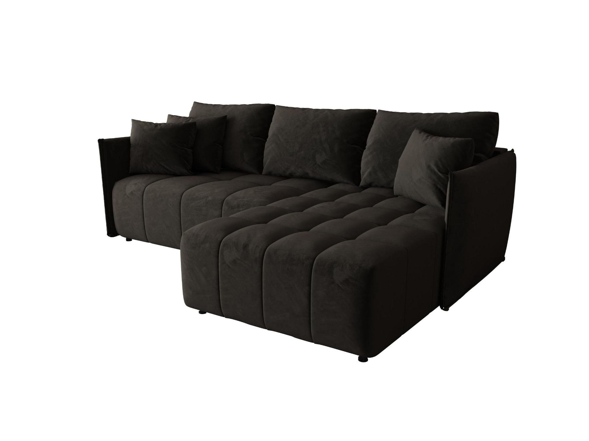 ECKSOFA CHICAGO rechts graphit Velours Monolith 95 - Schlaffunktion, Bettkasten - Anthrazit, Textil (245/184cm) - Cornero