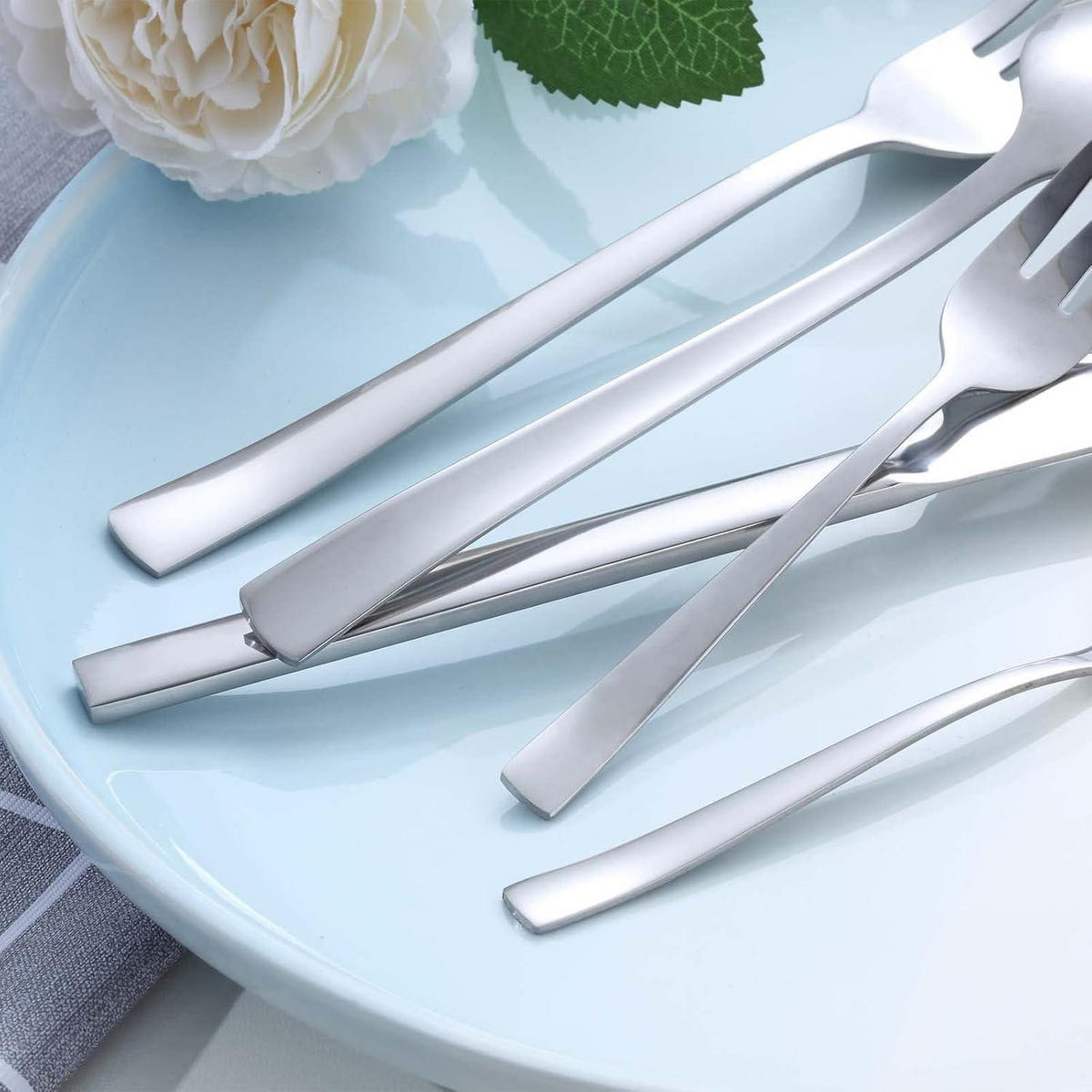 BESTECKSET 30-teilig Edelstahl Hochglanzpoliert Silber - Silberfarben, Metall