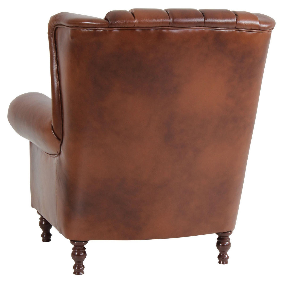 OHRENBACKENSESSEL Katreen Bezug Wischleder Buche nussbaum dunkel / braun - Braun, Leder (91/101/90cm) - 58aufmkessel