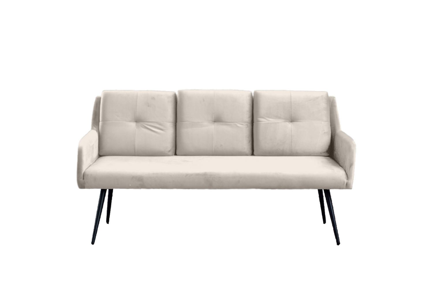ESSZIMMERBANK PIRI Cremeweiß Velvet - Creme/Schwarz, Textil (180/84/64cm) - KAWOLA