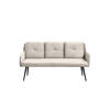 ESSZIMMERBANK PIRI Cremeweiß Velvet - Creme/Schwarz, Textil (180/84/64cm) - KAWOLA