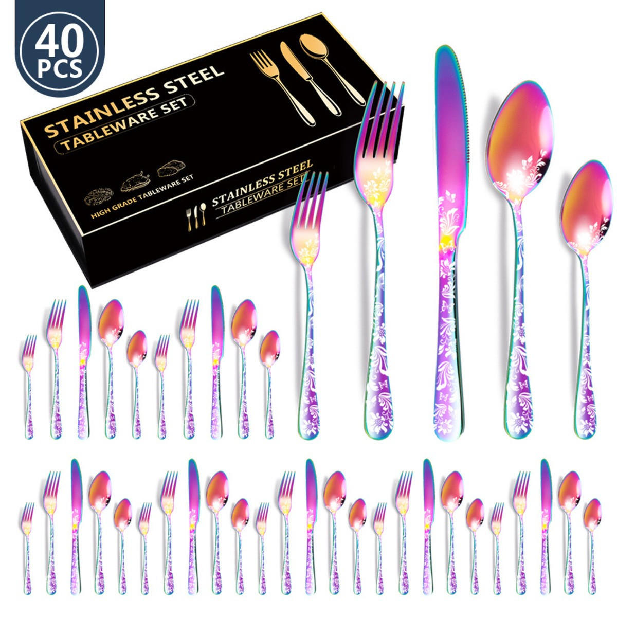 BESTECKSET 40-teilig Edelstahl - Multicolor, Metall - Authentics