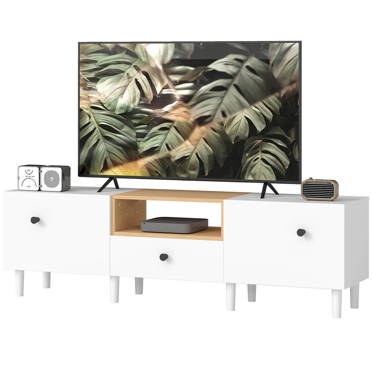 TV-MÖBEL Weiß 1 Stück - Weiß, Holzwerkstoff (150/45/35cm) - GiPP
