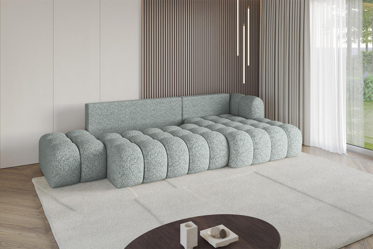 ECKSOFA mit Schlaffunktion Ottomane RECHTS OLEA-L2 321x164x75 Grün Tissu - Smaragdgrün/Schwarz, Holzwerkstoff/Kunststoff (164/321cm) - ALTDECOR
