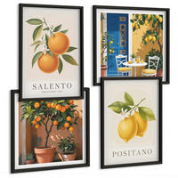 BILDER SET 4er Set - 50x50 cm & 40x60 cm Schwarzer Rahmen - Amalfi-Zitronen und -Orangen - Schwarz, Kunststoff (50/50cm) - TULUP