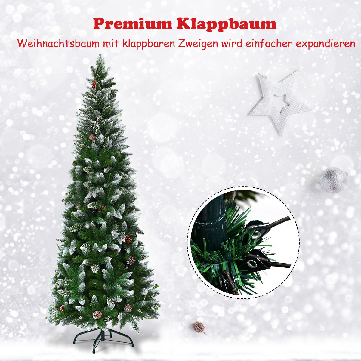 WEIHNACHTSBAUM 220cm Grün - Grün, Kunststoff (220cm) - COSTWAY