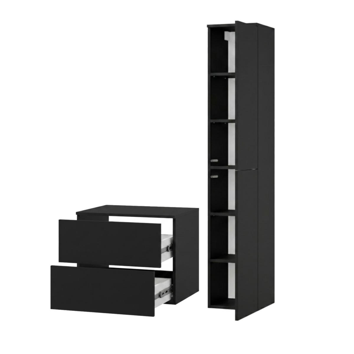 BADMÖBEL-SET Color Schwarz 2-Teilig (2S 60 + 2D 160) - Schwarz, Holzwerkstoff (90/160/45cm) - mzm24