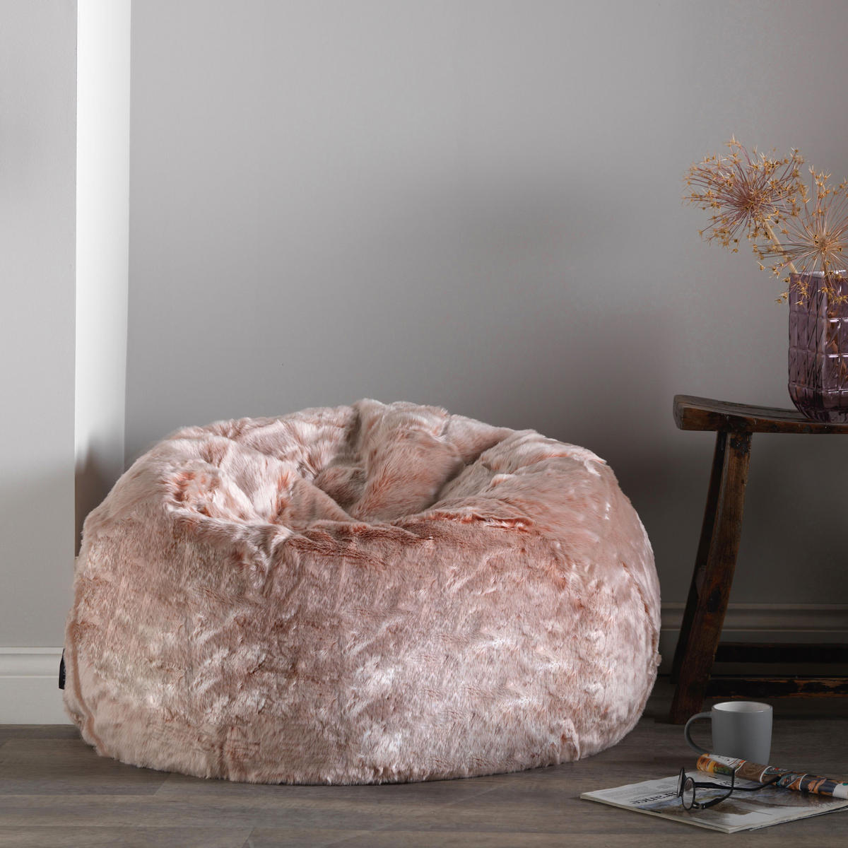 SITZSACK Kingston aus Kunstfell - Pink, Kunststoff (85/50/85cm) - icon