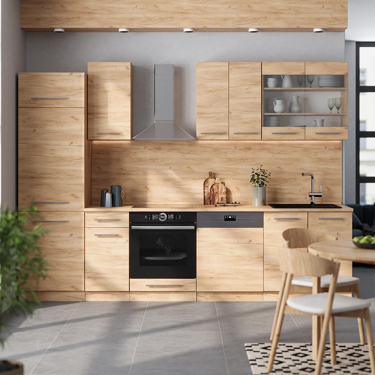 KUCHYNKA Fame-Line Dub Goldkraft 300 cm , AP Marble - dub medový, kompozitné drevo (300/206.8/60cm) - Vicco