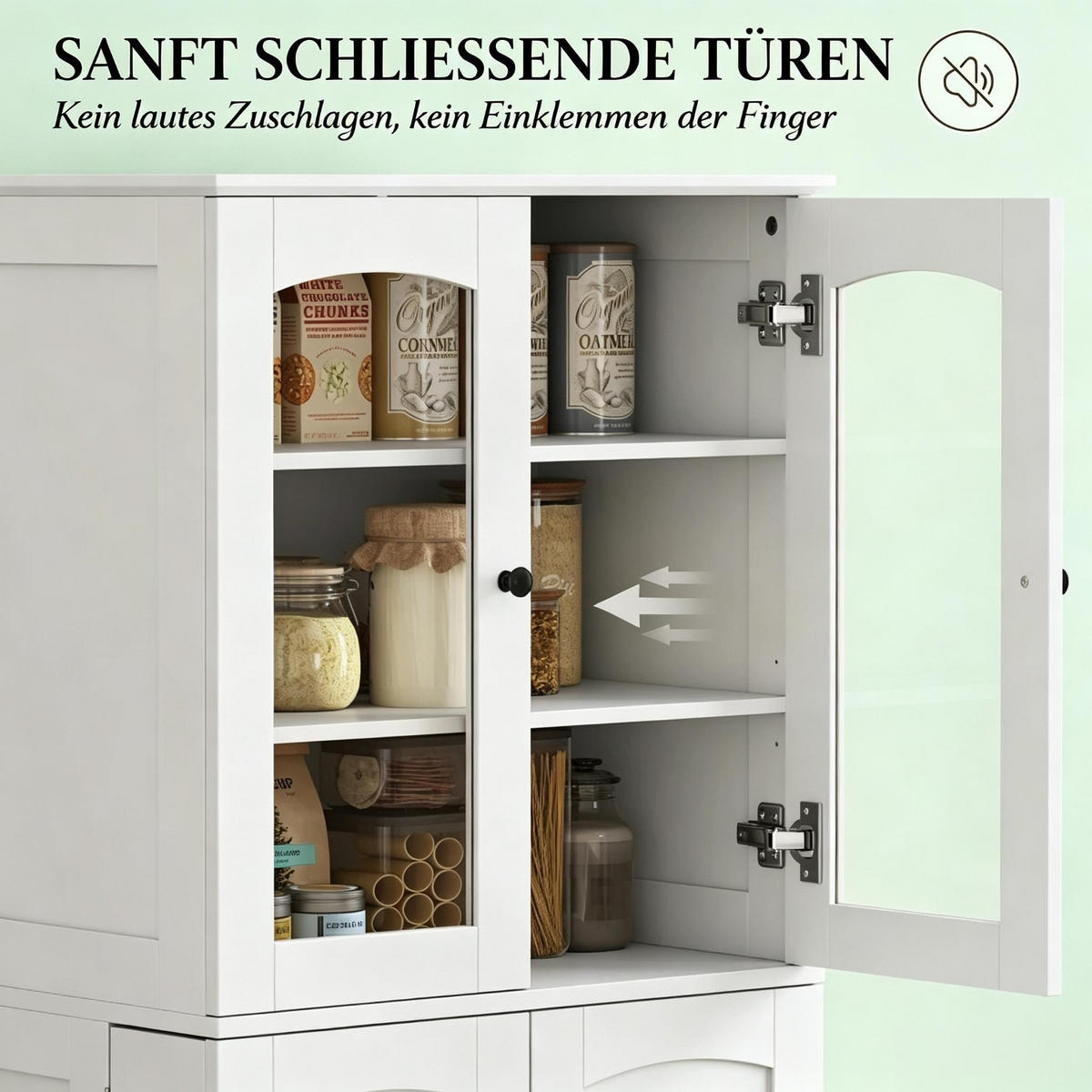 KÜCHENSCHRANK Vitrinenschrank mit Acryltüren, 60/162/40 cm, MDF, Weiß, VERSTELLBARE EINLEGEBÖDEN, für Küche und Esszimmer - Weiß, Holzwerkstoff (40/162/60cm) - Rolipo