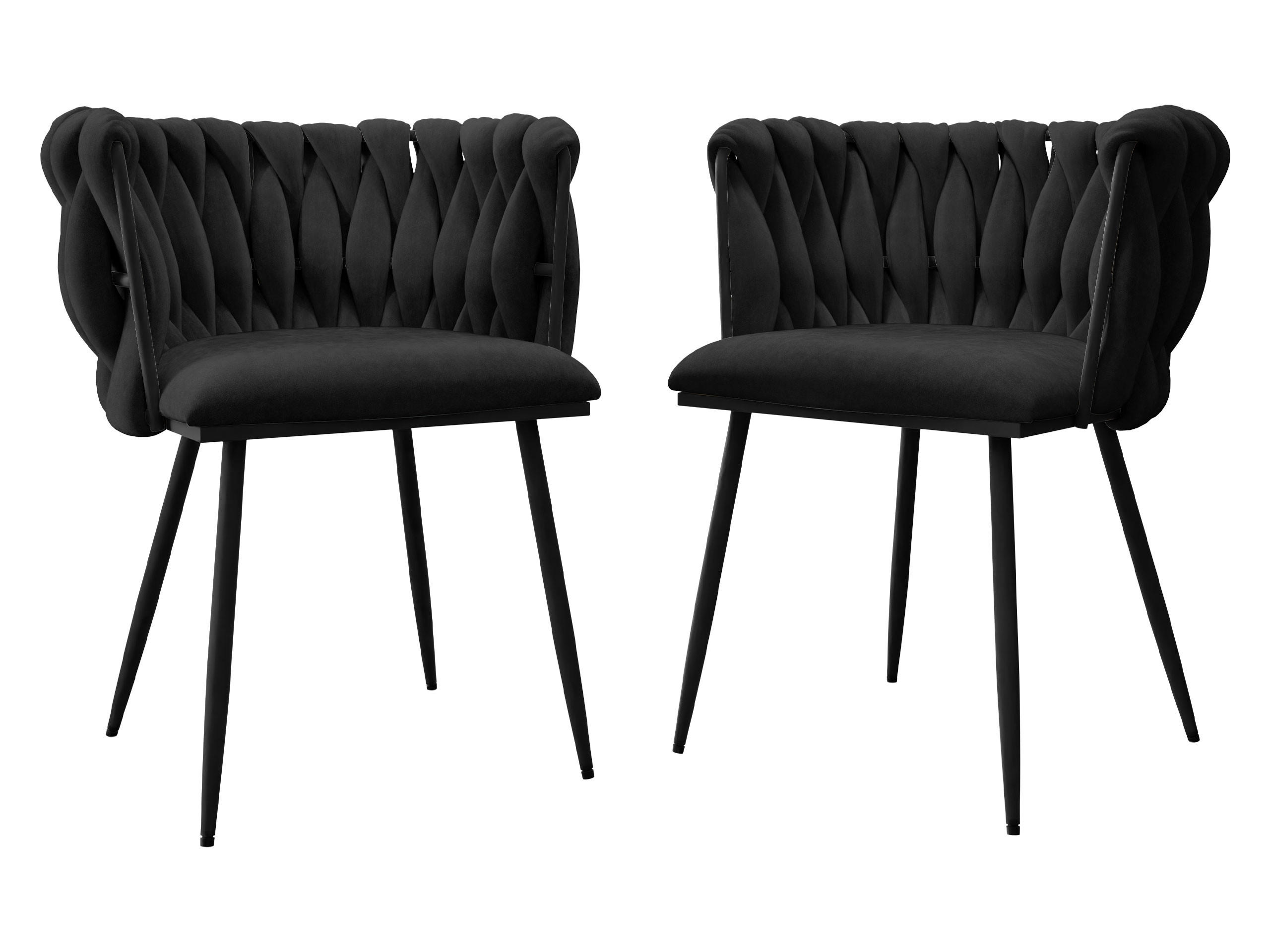 STUHL 2er-Set Muz DC-1142/BK (2 Stück in Samt) - Schwarz, Textil/Metall (50/76/52cm) - MIRJAN24