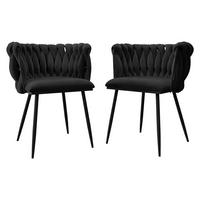 STUHL 2er-Set Muz DC-1142/BK (2 Stück in Samt) - Schwarz, Textil/Metall (50/76/52cm) - MIRJAN24