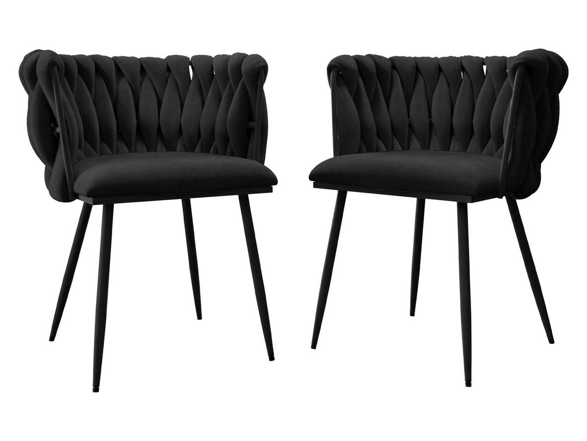 STUHL 2er-Set Muz DC-1142/BK (2 Stück in Samt) - Schwarz, Textil/Metall (50/76/52cm) - MIRJAN24