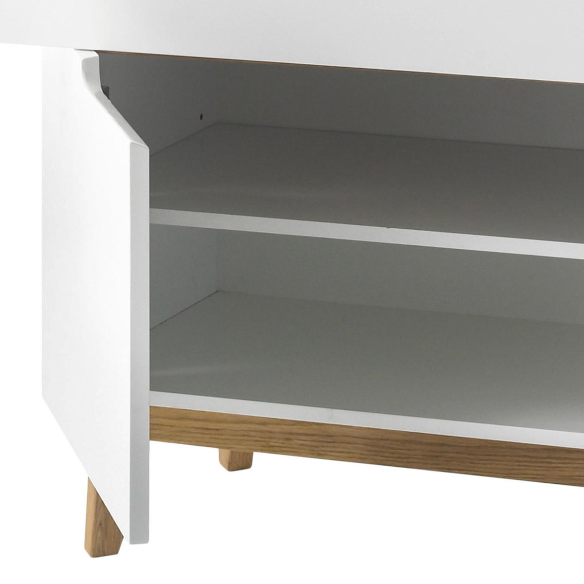 SEKRETÄR - Matt Weiß / Asteiche - Weiß, Holz/Holzwerkstoff (40/97/113cm) - home24