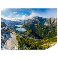 FOTOTAPETE für Wohnzimmer Tal der Fünf Polnischen Seen Gebirge 300x210 - Blau/Gelb, Papier (300/210cm) - Muralo