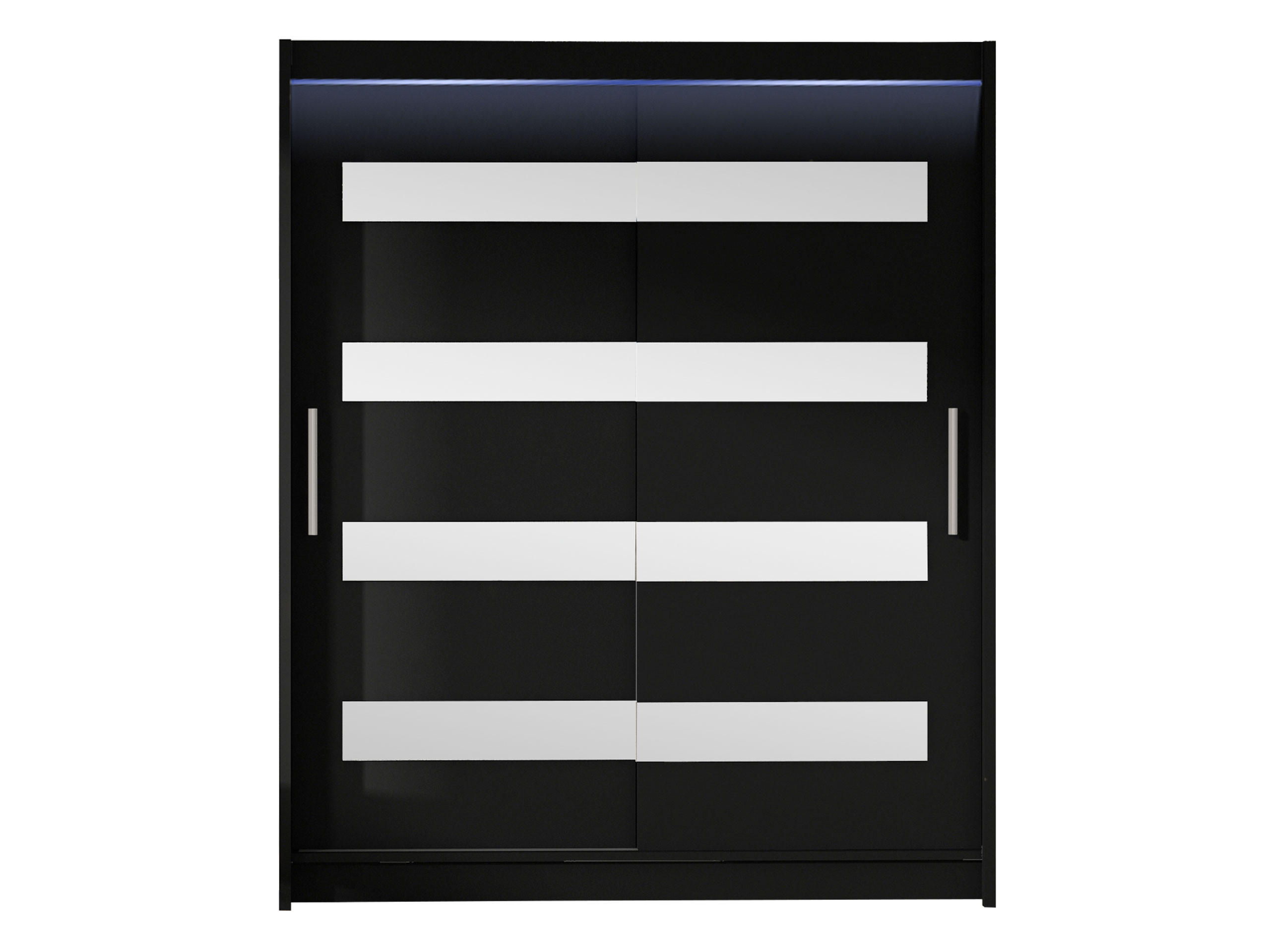 SCHWEBETÜRENSCHRANK Westa XIII, mit RGB LED Beleuchtung - Silberfarben/Schwarz, Holzwerkstoff/Metall (150/200/58cm) - MIRJAN24