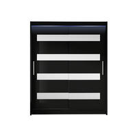 SCHWEBETÜRENSCHRANK Westa XIII, mit RGB LED Beleuchtung - Silberfarben/Schwarz, Holzwerkstoff/Metall (150/200/58cm) - MIRJAN24