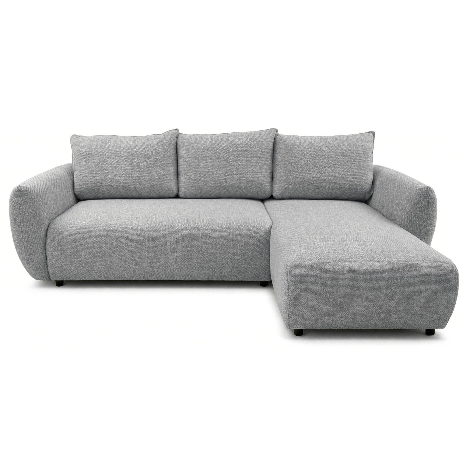 ECKSCHLAFSOFA Zordo GRAUER CHENILLE RECHTS MIT ZWEI BETTKÄSTEN - Grau, Kunststoff/Textil (170/256cm) - Selsey