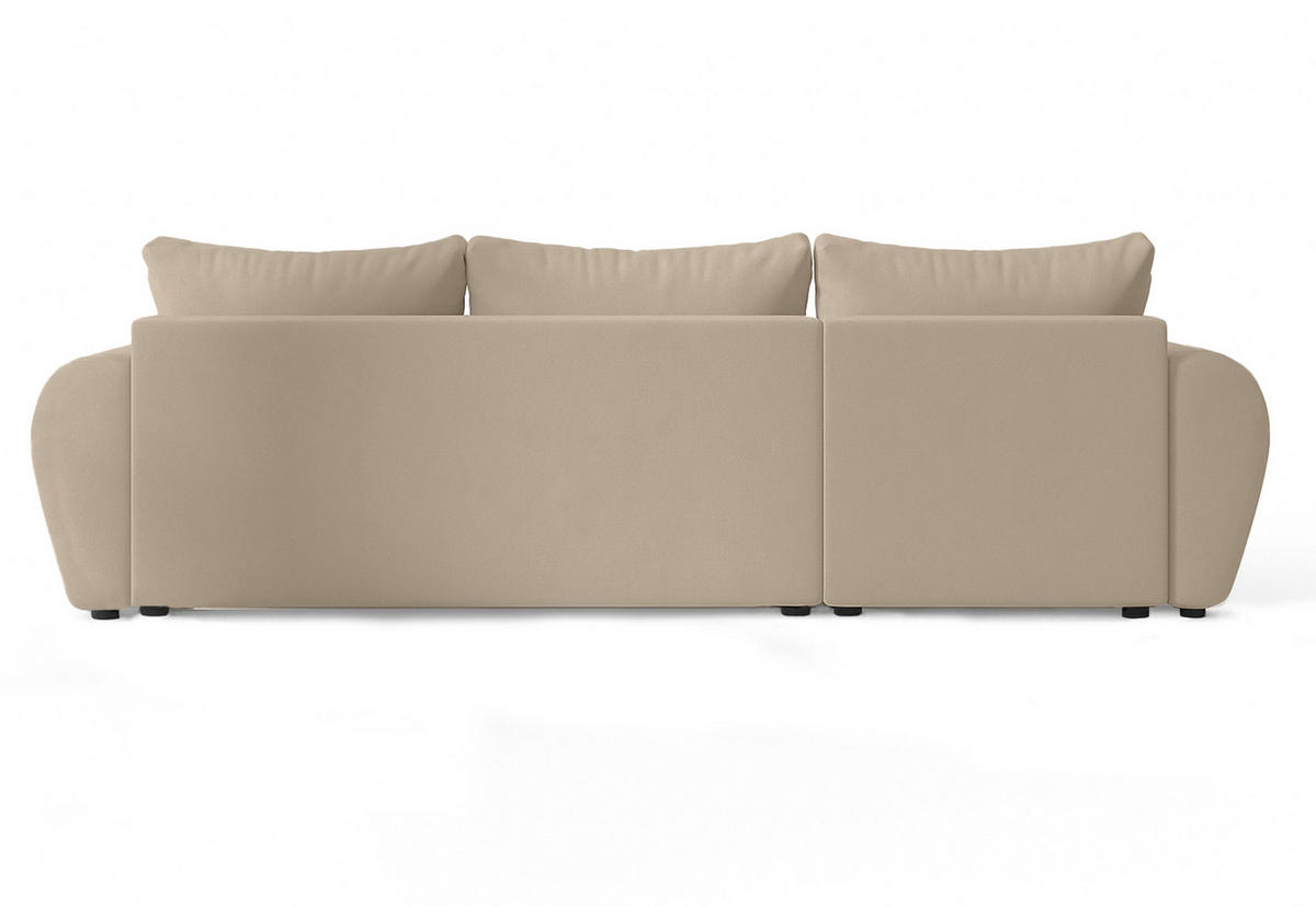 ECKSOFA L Form Malatya Hellbraun 246/145/80 cm stilvolle mit Schlaffunktion L - Hellbraun/Schwarz, Kunststoff/Textil (145/246cm) - AX Living
