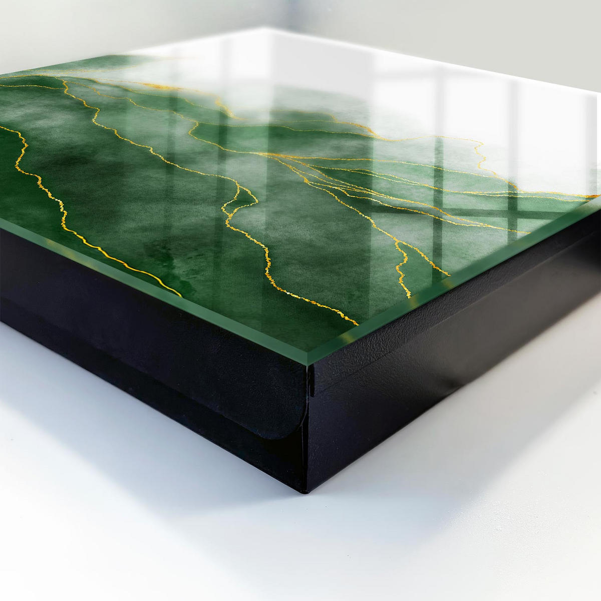 SCHLÜSSELBOX Schwarz 30x30 cm- Türöffnung nach rechts - Grüne Hügel - Grün, Metall (30/30/5cm) - TULUP