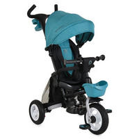 DREIRAD Flexy Lux 3 in 1 dunkelblau Gummireifen, 360° drehbarer Sitz, Sonnendach, Getränkehalter - Blau, Metall (75/52/110cm)