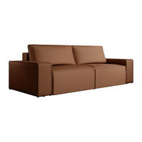 SOFA mit Schlaffunktion 4-Sitzer - Stoff - Leder-Optik - Braun - AMELIA - Braun, Textil (257/85/102cm) - Vente-Unique