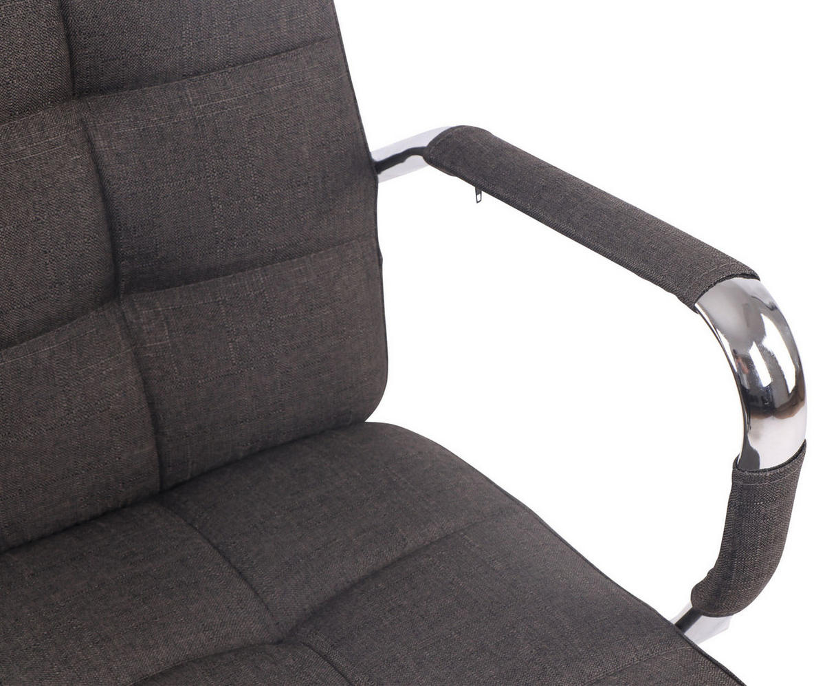 DREHSTUHL Stoff dunkelgrau - Chromfarben/Dunkelgrau, Textil/Metall (58/92/65cm) - CLP