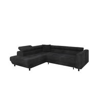 ECKSCHLAFSOFA Vena III mit Schlaffunktion und Bettkasten, Links montierbar, Shwarz - Dunkelgrau, Holz (199/254cm) - Homesy