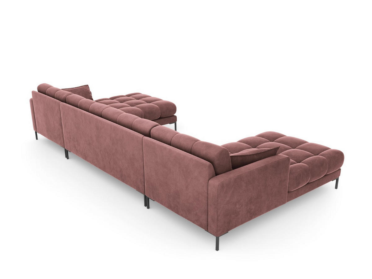 PANORAMASOFA Mamaia aus Samt rosa 6 Sitzplätze - Pink, Textil (185/75/383cm) - Micadoni