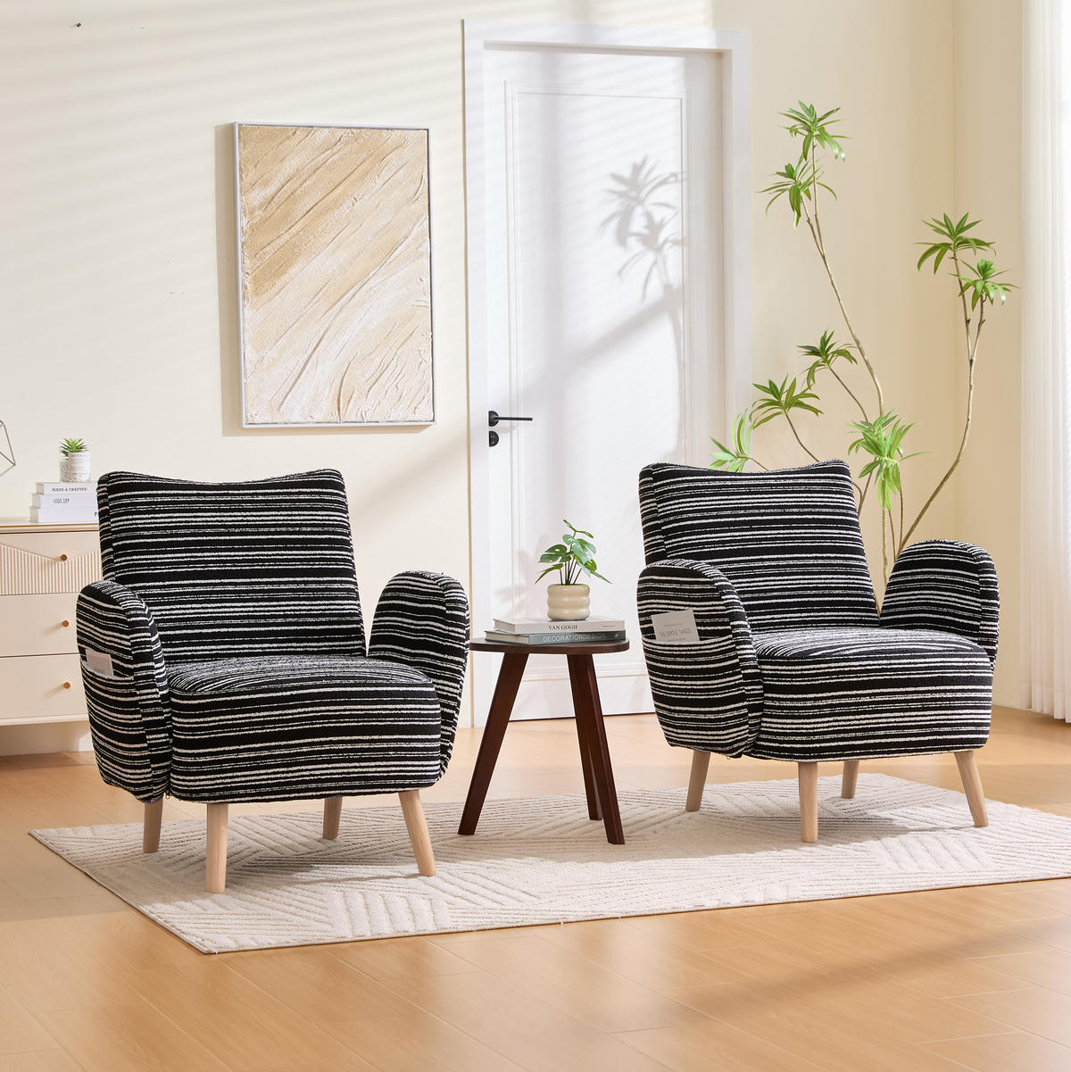 SESSEL 77/81/87 cm in Schwarz aus Bouclé mit Seitentasche - Schwarz, Textil (77/87/81cm) - BEAOK