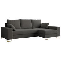 ECKSOFA Dorian Boucle Dunkelgrau - Dunkelgrau/Goldfarben, Textil/Metall (242/138cm) - MKS