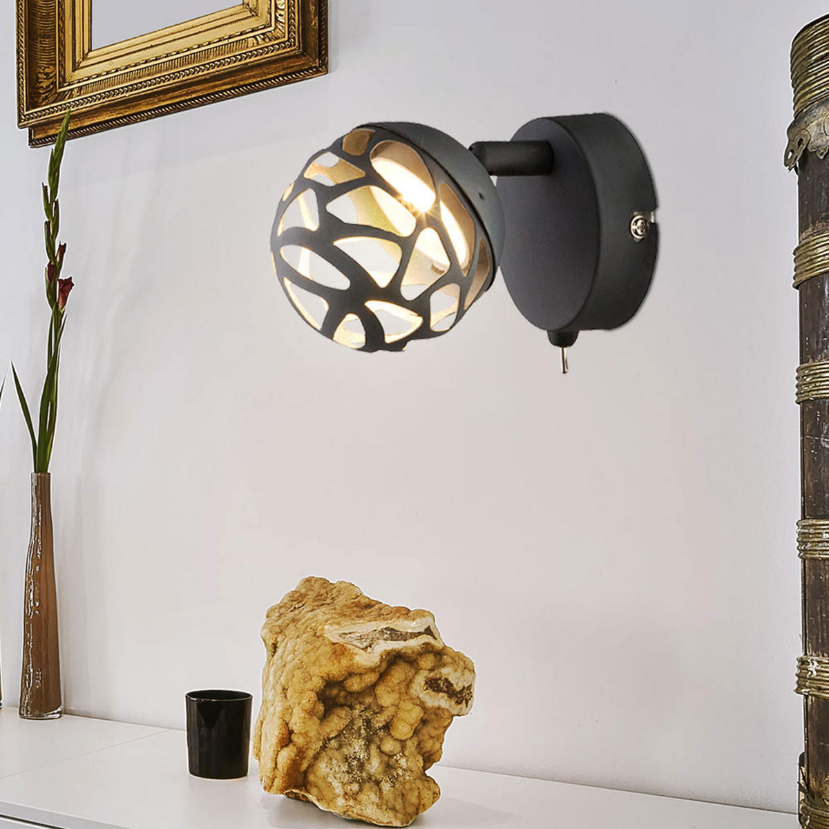 LED WANDLEUCHTE Ohio grau schwenkbar - Grau, Metall (8/12/14cm) - Globo Lighting