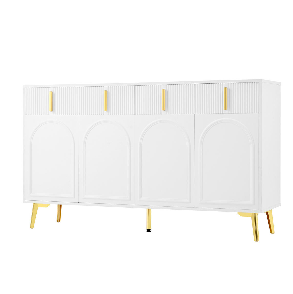 SIDEBOARD mit 4 Türen und 4 Schubladen 140 cm MDF Weiß - Weiß, Holzwerkstoff (140/82/38cm) - Meubliv
