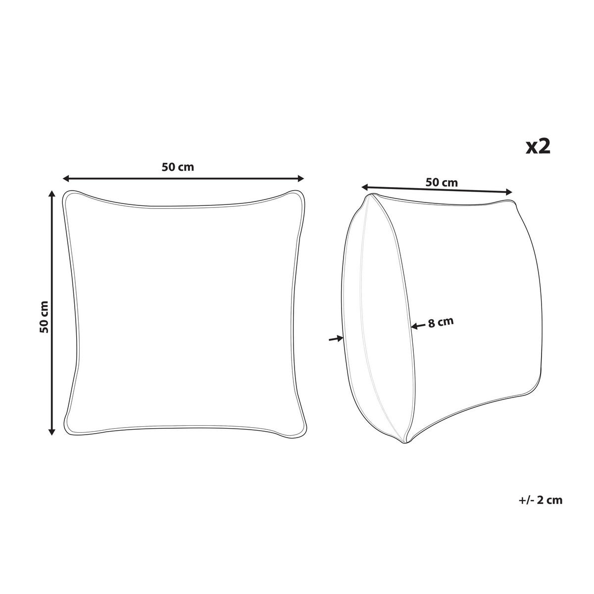 Dekokissen 2er-Set Grau 50/50 cm Milas - Weiß/Grau, Textil (50/50cm) - Beliani