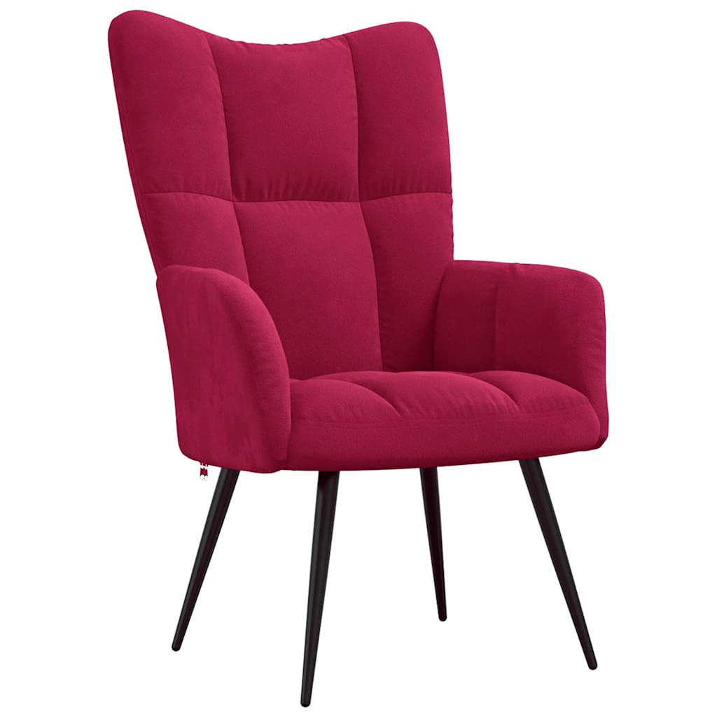 RELAXSESSEL Weinrot Samt - Rot, Naturmaterialien (70/96.5/61cm) - vidaXL