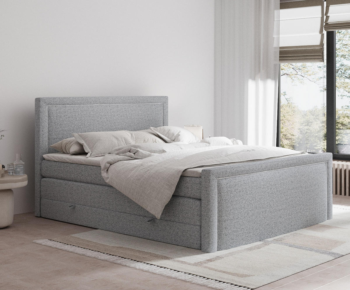 BOXSPRINGBETT Lavenda Grau 140/200 cm - Schwarz/Grau, Holz/Holzwerkstoff (140/200cm) - Maison de Reve