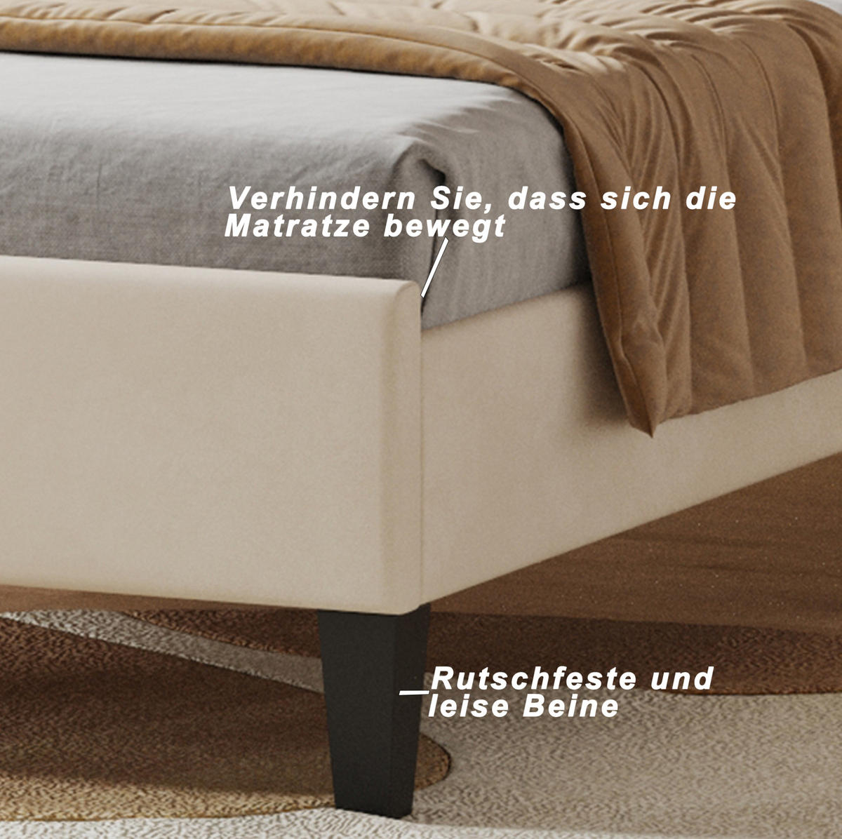 POLSTERBETT 90/200 cm mit Lattenrost und floralem Kopfteil aus Samt, Beige - Beige, Textil (90/200cm) - Redom