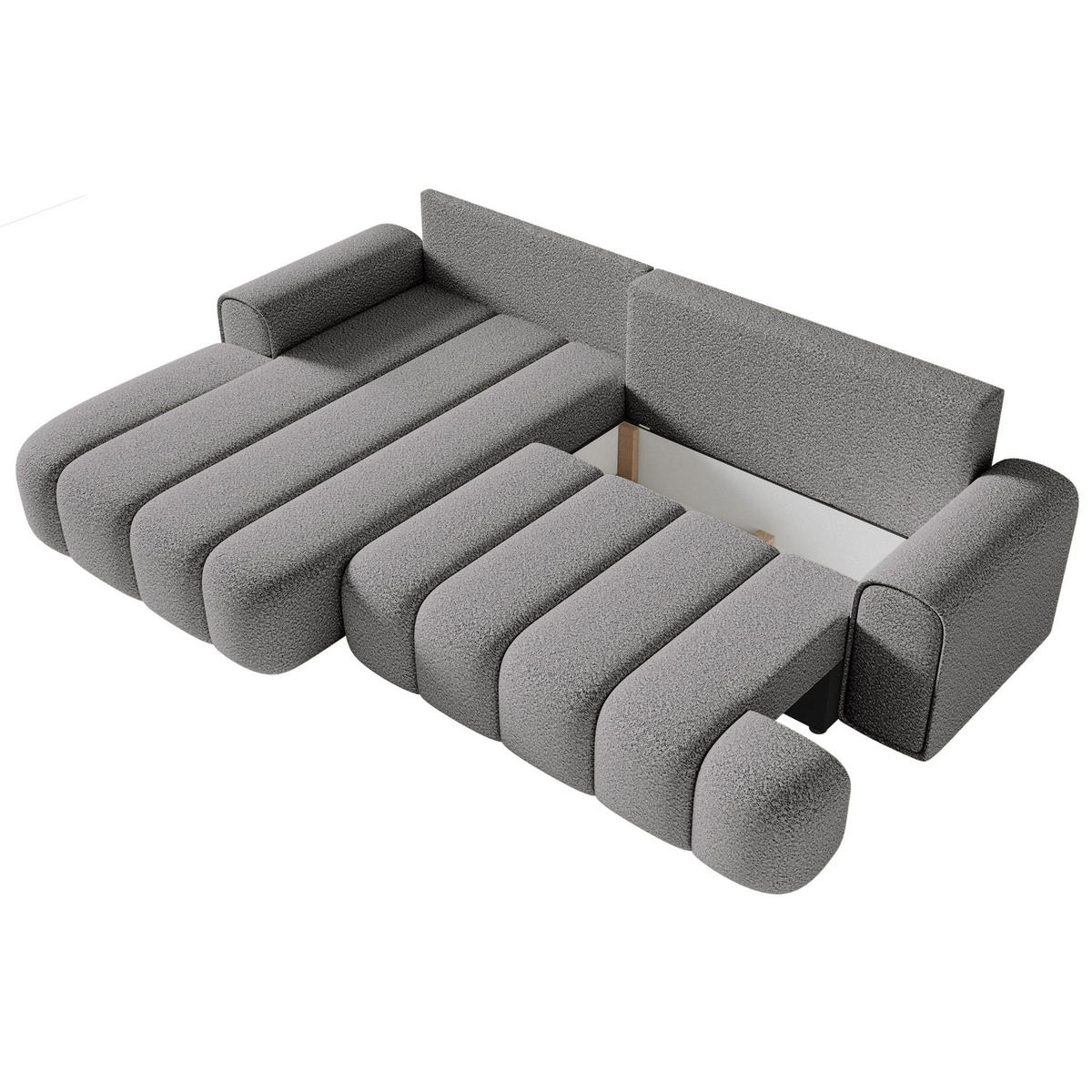 ECKSOFA Dandelino Grau mit Bouclé-Bezug, links - Schwarz/Grau, Kunststoff/Textil (271/172cm) - Selsey