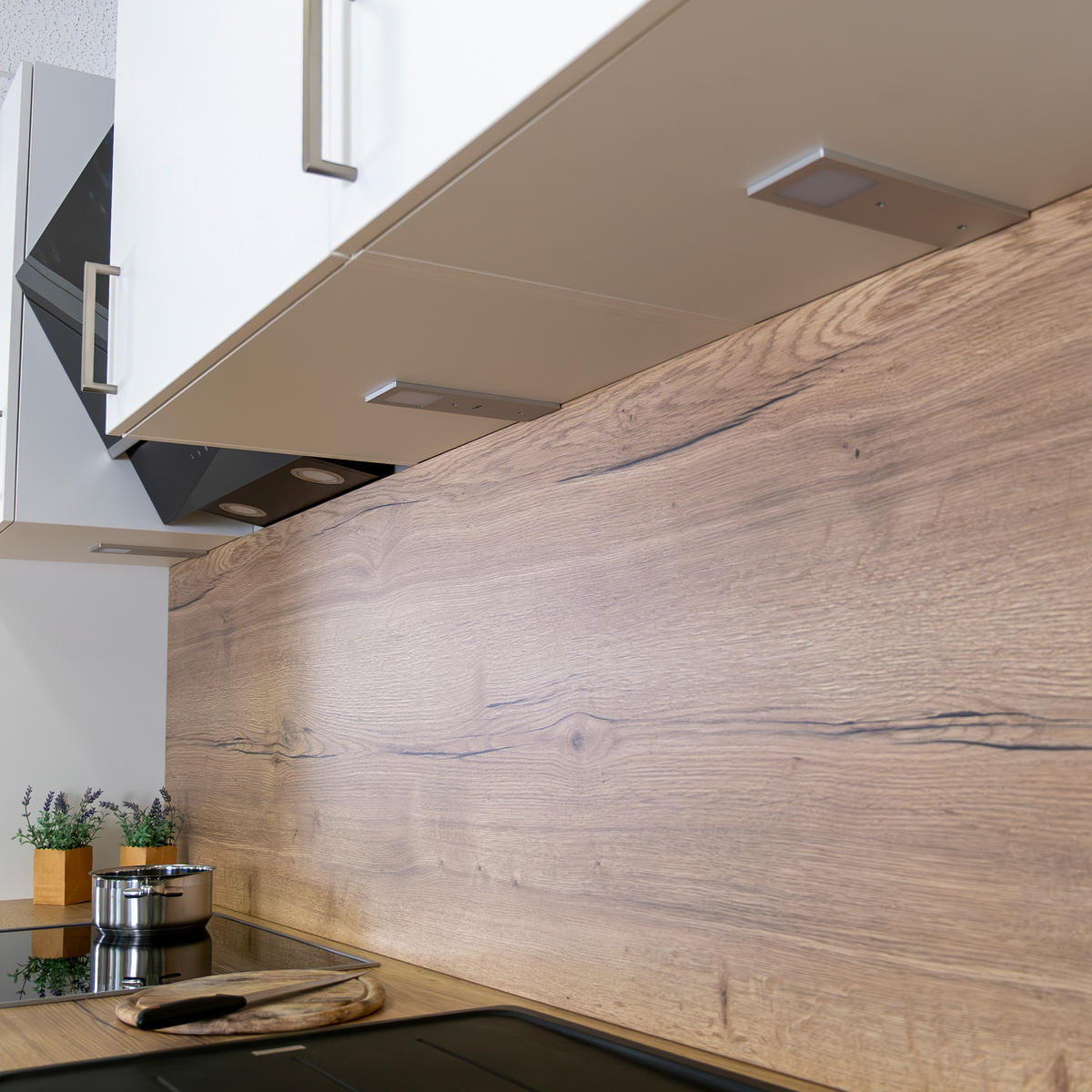 KÜCHENLEERZEILE „Freiburg“ 210 cm – ohne E-Geräte – Premiumweiß – mit Zubehör - Edelstahlfarben/Weiß, Holzwerkstoff/Metall (210/210/60cm) - GEBA