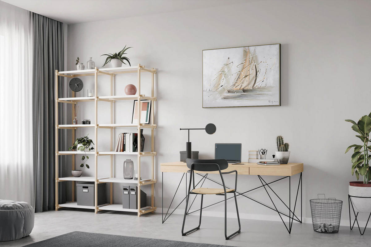 ACRYLBILD HANDGEMALT 100/75 cm - Beige/Grau, Holz/Textil (2/75cm) - KUNSTLOFT