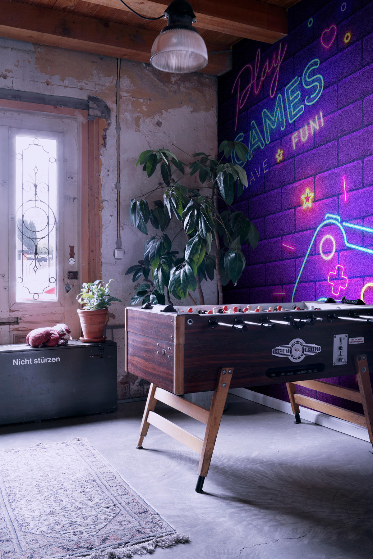 FOTOTAPETE Neon Gaming Room 250 x 279 cm - Lila, Papier (250/279cm) - Sanders & Sanders