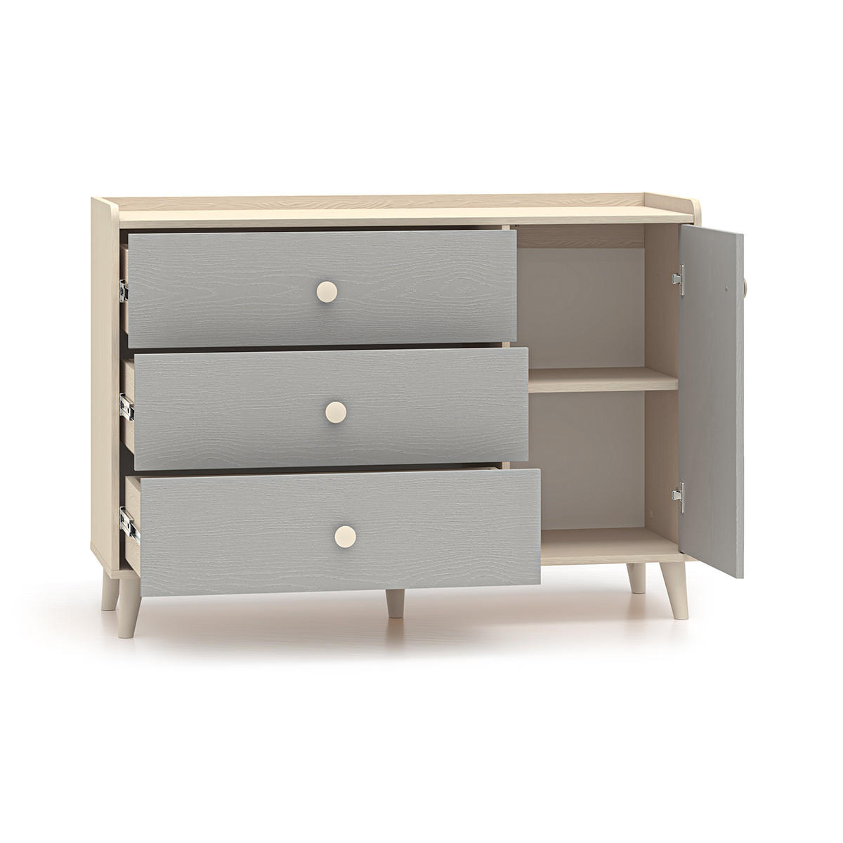 DĚTSKÁ KOMODA Alycia Béžová - Šedá - Efekt dřeva - šedá, dřevo (120/85/40cm) - Petits-meubles