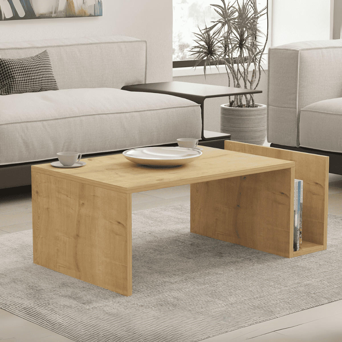 COUCHTISCH - memo 86,8/50/32,4 cm - Eichefarben, Holzwerkstoff (86.8/50/32.4cm) - Calicosy