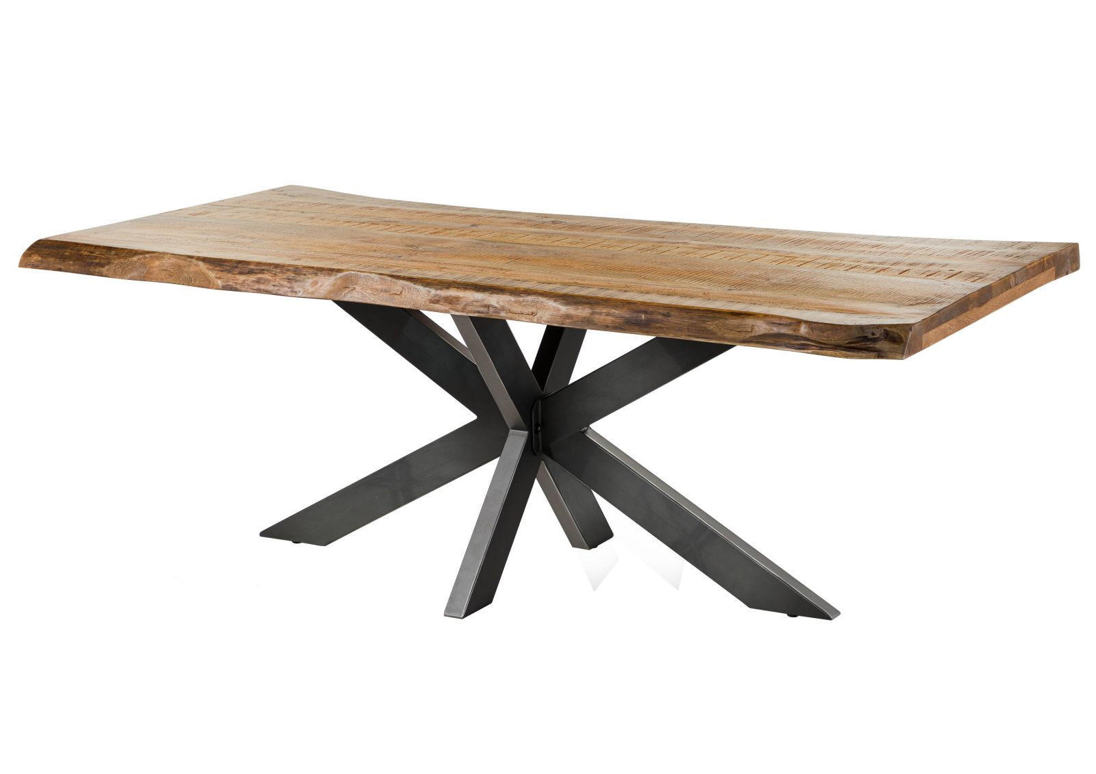 BAUMTISCH Mango 200x100x77 natur lackiert / Kreuzgestell anthrazit glänzend FREEFORM 5 - Braun, Holz (100/200/77cm) - Massivmoebel24