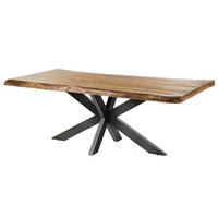 BAUMTISCH Mango 200x100x77 natur lackiert / Kreuzgestell anthrazit glänzend FREEFORM 5 - Braun, Holz (100/200/77cm) - Massivmoebel24